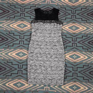 Rickie Freeman For Teri Jon Boucle Lace Trim Textured Knee To Midi Dress Size 8